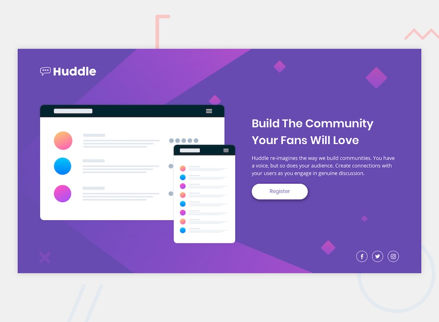Hudle landing page preview