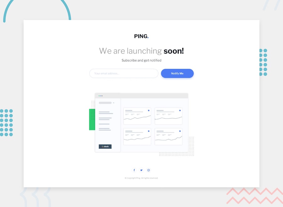 Ping coming soon page preview